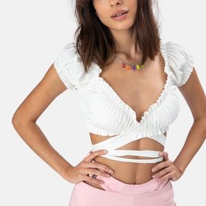 Adika White Wrap Top